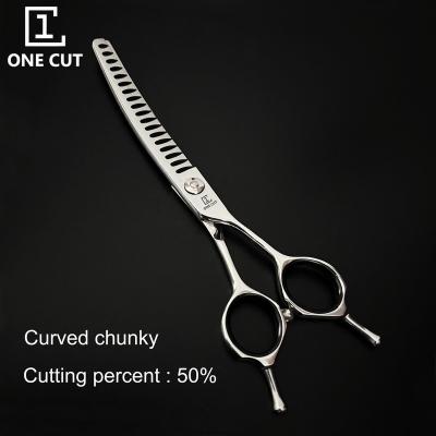 China Hot Sale Dog Pet Scissors Curved Chunker 18 Teeth 6.5 Inch Pet Grooming Curved Scissors for sale