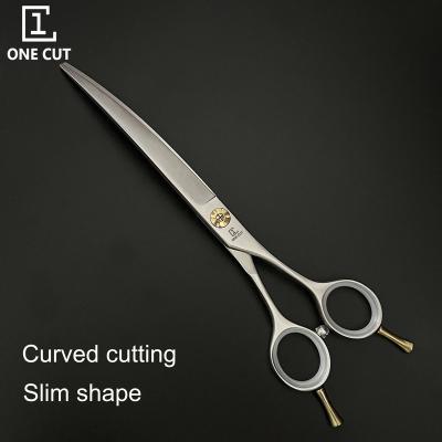 China 7.0 Inch Slim Shape Professional Curved Pet Scissors Dogs Grooming Dog Scissors for sale