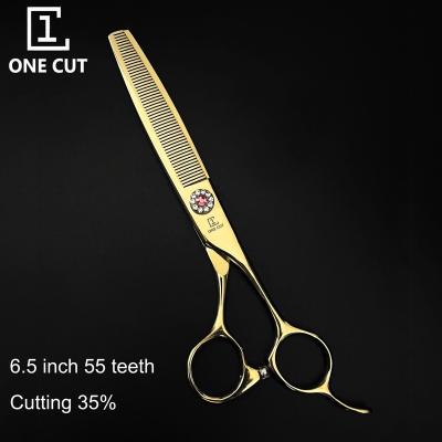 China Golden Shiny Pet Grooming Dogs Thinning Scissors 6.5 Inch Dog Grooming Pet Scissors for sale