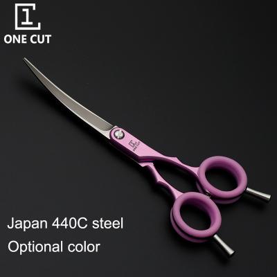 China Japan 440C 6.5 Inch Pet Dogs Grooming Curved Scissors Low Moq Customized Pet Hair Scissors for sale