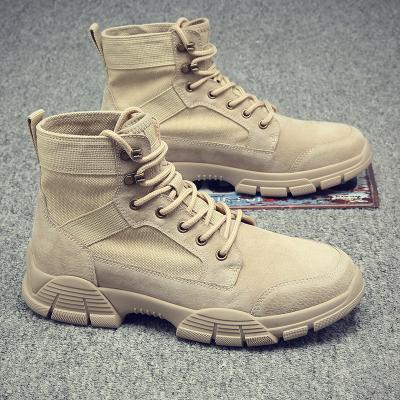 China New Martin Spring Anti-slippery Boots Men's Spring Trend Workwear Boots Match High Aid Men's Leather Boots for sale