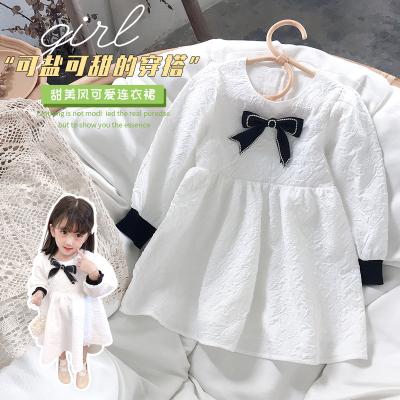 China Washable Girls' Long Sleeve Lace Bows Dressing Gowns 6 Year Old Girl Long Sleeve Kids Dresses for sale