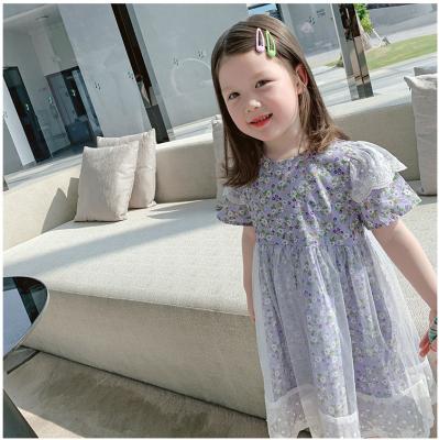 China Breathable Night Dress For Girls Designer Dress 2021 Girls Summer Kids Dresses Short Sheath Floral Dresses for sale