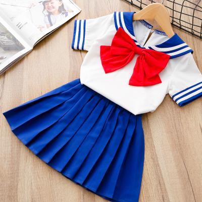 China Wholesale Price Casual Children's 2pcs Short Sleeve T-shirt With Casual Dress Summer Children Girl Clothes Sets for sale