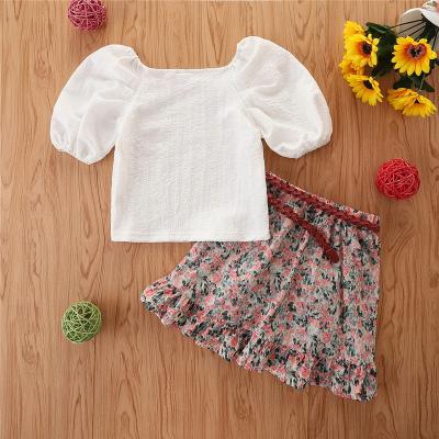 China Antibacterial Babies' Clothing Sets Dresses Shoulde Skirts 2PCS Summer Clothing Wholesale Market for sale