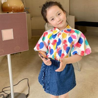 China 2021 Wholesale Polka Dots Girl Raglan Shirts Icing Sleeve Viable Sleeve Blouse Shorts for sale