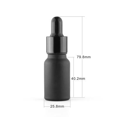 China E-Liquild /E-Juice/Essential CECO Oil/Beard Oil Factory Price Frosted Glass Bottle With Black Aluminum Cap 10ml Round Serum Bottles Glass Dropper for sale