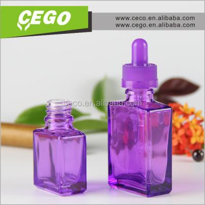 China For wholesale empty purple glass cosmetic e-liquid serum 15ml dropper bottle, violet purple glass dropper bottles for sale