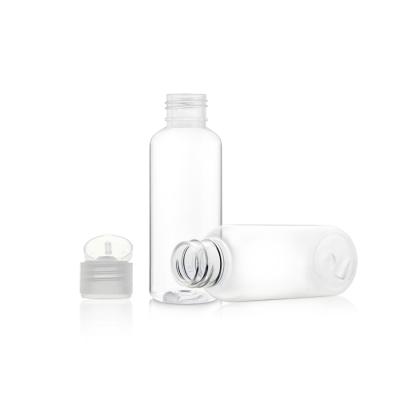 China BEAUTY PACKAGING 50ml Boston Round Squeeze Pet Bottle With 20mm Flip Top Cap for sale