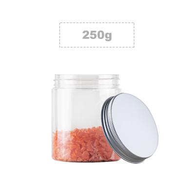 China Transparent PET Skin Care Cream Cosmetic Plastic Jars 200g With Aluminum Cap for sale