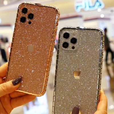 China Glitter Diamond Frame Expensive Luxury Phone Cover Fashion Girls Phone Case For IPhone 11/Iphone 12 for sale