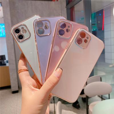 China Anti-fall Glass Case TPU PC Candy Color Phone Electroplating Cover For Pro/Pro Mobile Phone Max iPhone 12/12 Case for sale