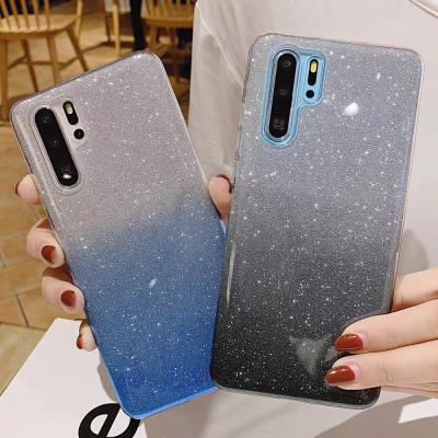 China tpu+pc 3 in 1 bling gradient phone case hybrid glitter phone shell protector for HUAWEI P30/P30PRO case for sale