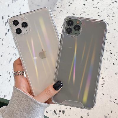 China Aurora Clear Transparent Acrylic Anti-drop Case Laser Top Shockproof Cover For iPhone 12 Pro Max for sale