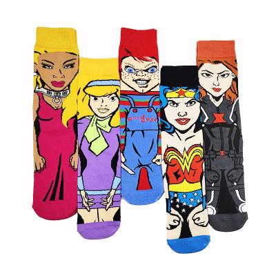 China Hot Selling Superhero Ironman Spiderman Bat Ant Man Cartoon Crew High Quality Breathable Elastic Socks Sports for sale