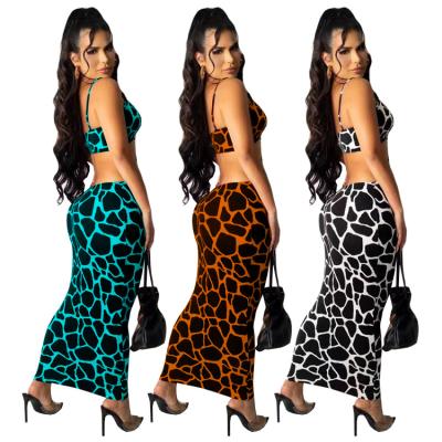 China New Arrival T-Shape Temperament Commuter Anti-Static Dress Fashion Women's Digital Printing Chest Shoulder Wrapped Hanging Leopard for sale