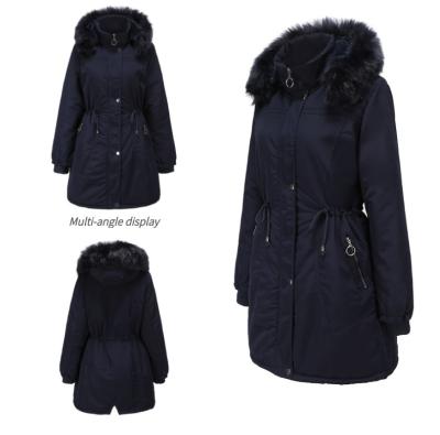 China Coat Breathable Faux Fur Striped Winter Parka Coat With Hooded Faux Winter Women Jacket Clothes for sale