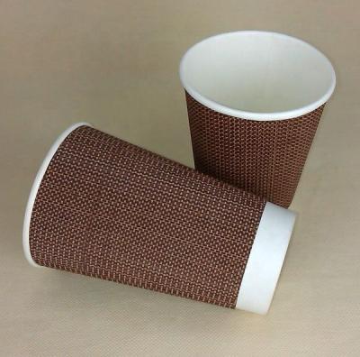 China 12oz 16oz Ripple Disposable Coffee Cups Ready To Ship for sale