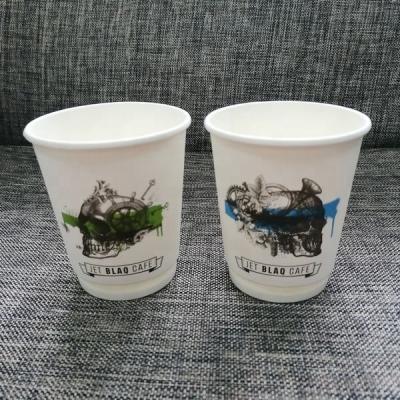 China 8oz Double Wall Disposable Company Logo Printed Paper Cups for sale