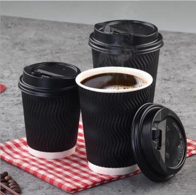 China Professional Design Disposable Double Wall Coffee Ripple Paper Cups With Lids for sale