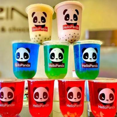 China Round 16oz U shape plastic boba tea cup with straw and cover for sale