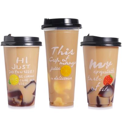 China With lids and 16oz straw milk drink coffee custom logo plastic cup pp transparent lid for sale