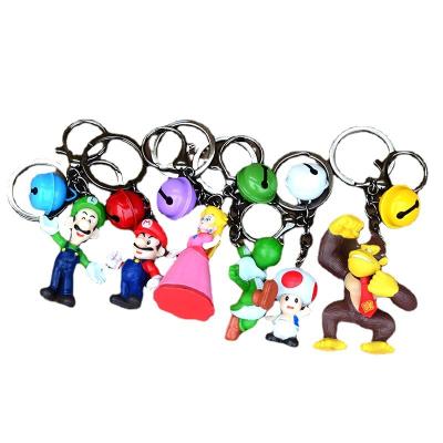 China Super Marios Luigi Bowser Key Chain Marios Key Chains Promotion Gift 2 Sets The New Arrival Bell Key Chain PVC Key Chain Wholesale Pendant for sale