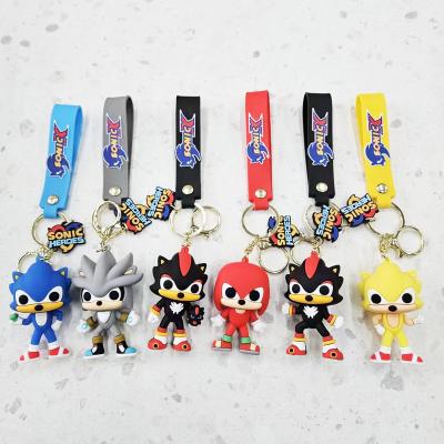 China Vivid color and solid quality 6 Sonic Keychain Hedgehog Knuckles style of Sonic Silver Pendant Shadow Keyring Metal Echida Miles Tails Prower Amy Rose the new for sale