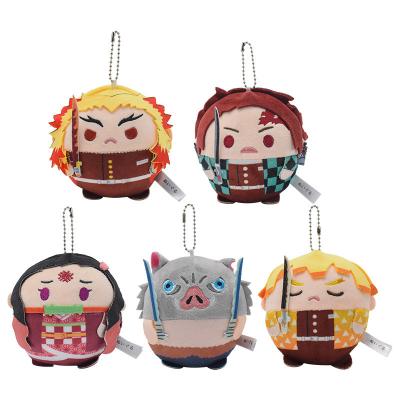 China Flame Demon Slayer Tanjiro Kyojuro Rengoku Plush Toy 10cm Key Chain Kimetsu Soft Hanging Plush Hashira Nezuko Zenitsu Inosuke No Yaiba for sale