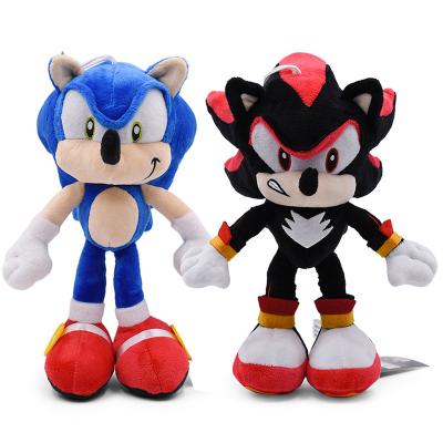 China Kids Gift 25cm Sonic Plush Toys With Label 2 Colors Blue and Black Shadow Soft Plush Dolls for sale