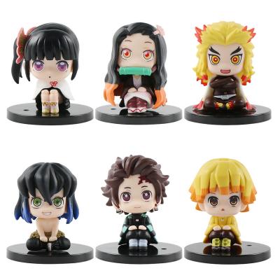 China Cartoon Toy 6.5cm Demon Slayer PVC Toys Kamado Tanjiro Nezuko Agatsuma Zenitsu Hashibira Inosuke GK Plastic Toys Kids Gift for sale