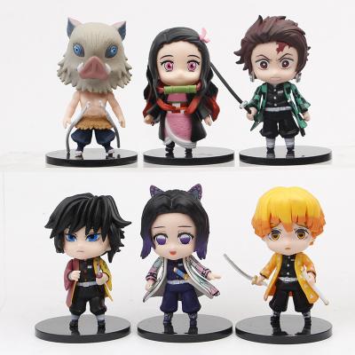 China 6pcs Cartoon Toy Anime Cartoon Figure In Kimetsu Set No Yaiba Figure Demon Slayer Action Number For Gifts for sale