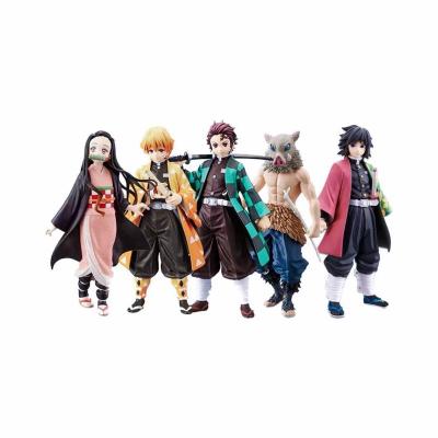 China 6 Style Demon Slayer PVC Cartoon Toy 16cm Toys Tanjiro Nezuko Agatsuma Zenitsu Hashibira Inosuke GK Plastic Toys Kids Gift for sale