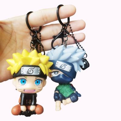 China Promotion Gift 2 Styles Sitting Position Narutoss PVC Chain Uzumaki Hatake Kakashiss Key Chain 3D Key Chain for sale