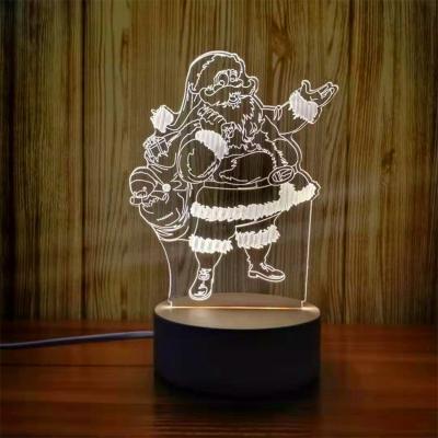 China Modern Santa Claus Pattern 16colors and Touch Type Acrylic Night Light Switch Touch Lamp USB Acrylic Led Lamp for 3d Optional for sale