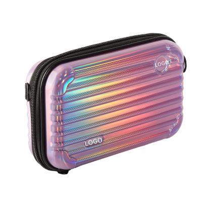 China Low MOQ Fashion Makeup Clear Holographic Bag Pouch PVC Cosmetic Bags For Women for sale