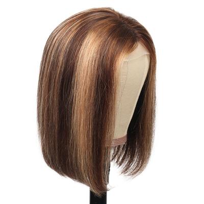 China Silky Straight Ombre Lace Frontal Human Hair Wig Curly Hair 13*4 Wave Highlight Lace Bob Colored Wigs For Color Women TP4/27# for sale