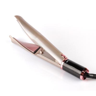 China Unique 2 in 1 Hair Straightener with Teeth Shape Top Selling Curler Ceramic Tapered Wig Brushes Extension Hair Straightener Comb Styling Tools for sale