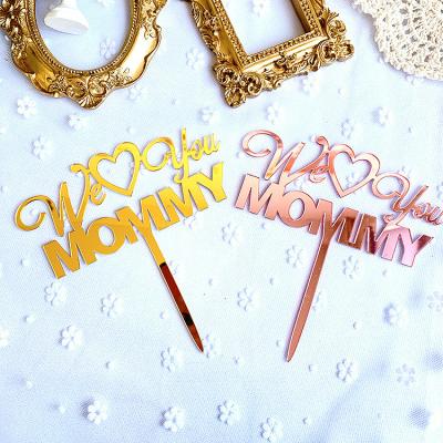 China Happy Birthday Mom Cake Topper Rose Gold Acrylic Cupcake Topper for Mom's Birthday Party Decoration for sale