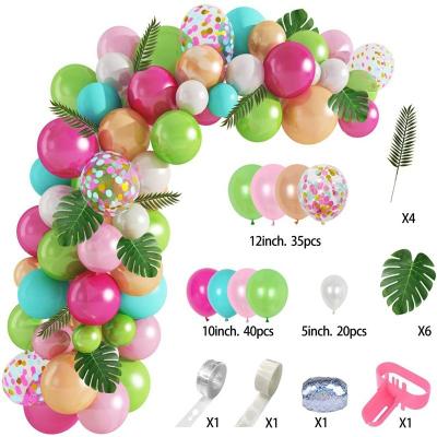 China Pink Green Balloon Chain Set Latex Flamingo Themed Birthday Shower Wedding Party Arch Garland Summer Party Decorated for sale