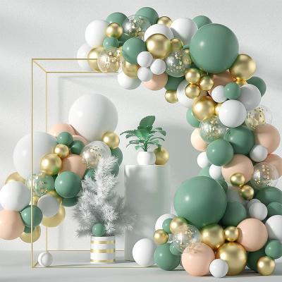 China Hot Olive Green Balloons Arch Garland Kit White Olive Green Gold Latex Confetti Balloons Set for Wedding Birthday Baby Shower Party for sale