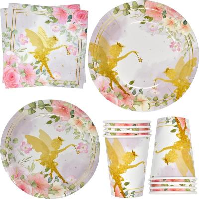 China Disposable Fairy Floral Party Supplies Disposable Dinnerware Set 9