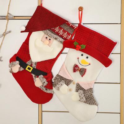 China New Decoration Christmas Santa Socks Christmas Trees Hanging Sock Christmas Gift Sock For Kids for sale