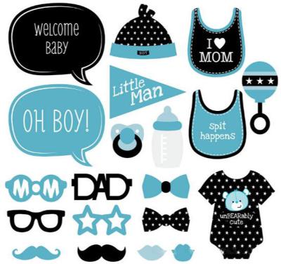 China 20pcs Baby Shower Decoration Photo Props Gender Reveal Photo Booth Props Party Decoration Party Wholesale Supplies for sale