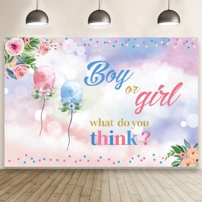 China Thin Vinyl Baby Birthday Gender Reveal Balloon Photo Material Photography Background Cloth Party Props Wholesale 5x3ft for sale