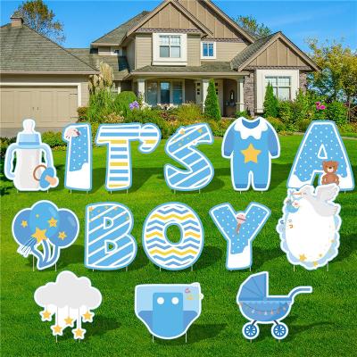 China Decoration Plastic It's A Boy Yard Sign Outdoor Decorations Gender Reveal Baby Shower Decoration for sale