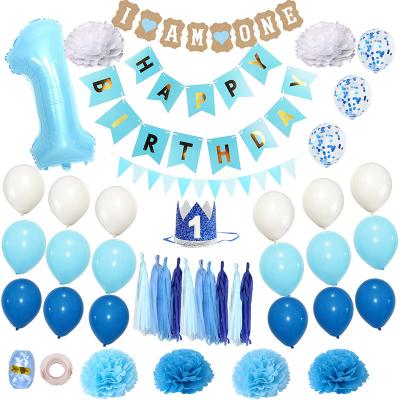 China Hot Selling Decoration Baby Blue Kids Birthday Party Decoration Balloon Set Party Decorations For Baby Boy for sale