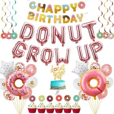 China Decoration 46 Pieces Donut Growing Party Decor Set Party Supplies Festival Decoration Birthday Party Decoration for sale