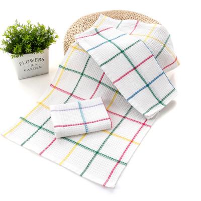 China Single Plain Dyed Cotton Tea Towel Waffle Wave Kitchen Cloth Dish Towel Factory Directly Sale adct461a-2 for sale