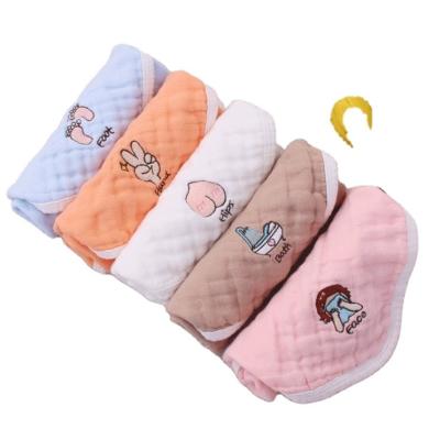 China QUICK DRY Custom 100% Cotton Muslin Baby Face Towels 6 Layers Muslin Towels Bubble Baby Towels Cartoon Embroidery for sale